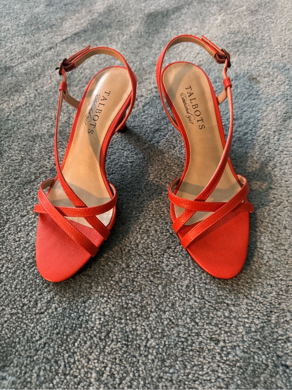 Talbots Orange leather Strappy Slingback Heels Sz 5